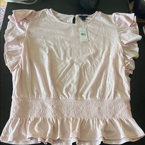 Ann Taylor Light Pink Ruffle Blouse